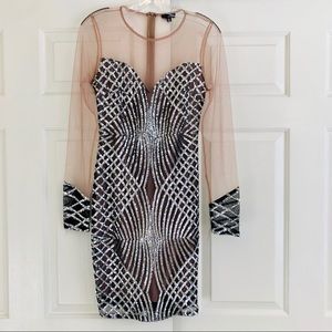 A. Peach sequin Party Holiday Dress